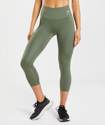 Dámské Legíny Gymshark Tréninková 7/8 Olivy Zelené | CZ 4084GSO